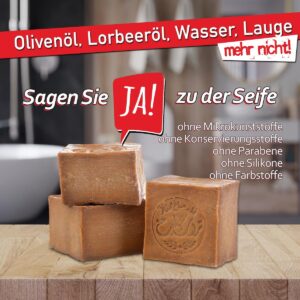 Natura Germania Aleppo Seifenset 3x 10% mit Sisal Seifensäckchen - Ohne Zusätze